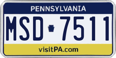 PA license plate MSD7511