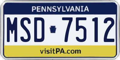 PA license plate MSD7512