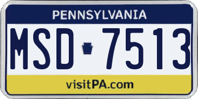 PA license plate MSD7513