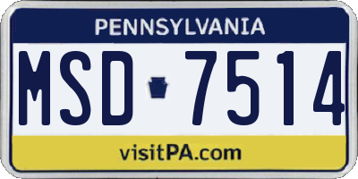 PA license plate MSD7514