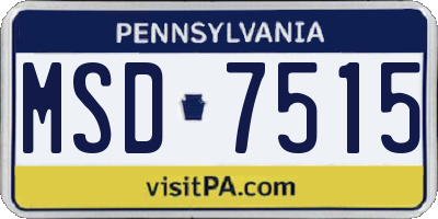 PA license plate MSD7515