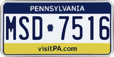 PA license plate MSD7516