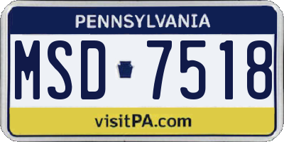 PA license plate MSD7518