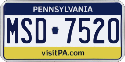 PA license plate MSD7520