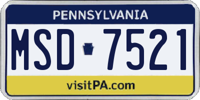 PA license plate MSD7521