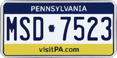 PA license plate MSD7523
