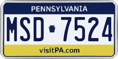 PA license plate MSD7524