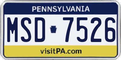 PA license plate MSD7526