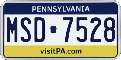 PA license plate MSD7528