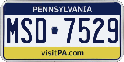 PA license plate MSD7529