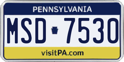 PA license plate MSD7530
