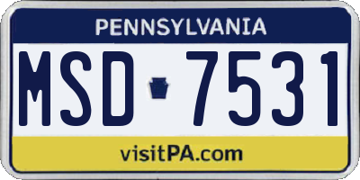 PA license plate MSD7531