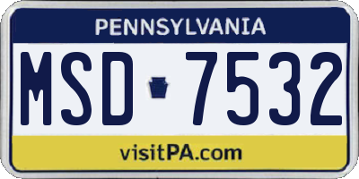 PA license plate MSD7532