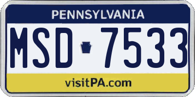 PA license plate MSD7533