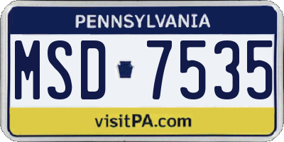 PA license plate MSD7535
