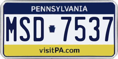 PA license plate MSD7537