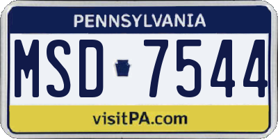 PA license plate MSD7544
