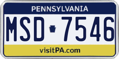 PA license plate MSD7546