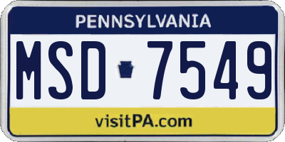 PA license plate MSD7549