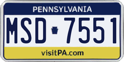 PA license plate MSD7551
