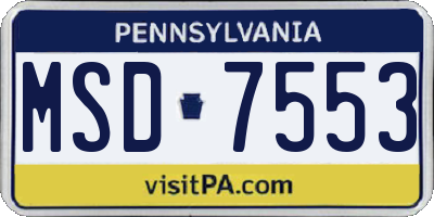 PA license plate MSD7553