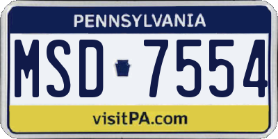 PA license plate MSD7554