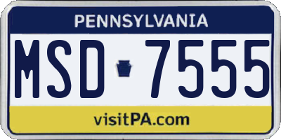 PA license plate MSD7555