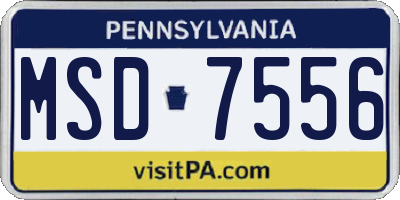 PA license plate MSD7556