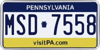 PA license plate MSD7558