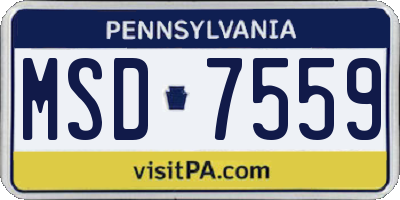 PA license plate MSD7559