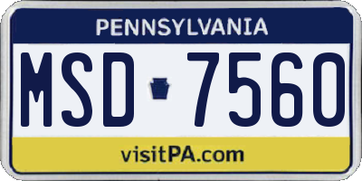 PA license plate MSD7560