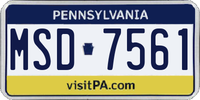 PA license plate MSD7561
