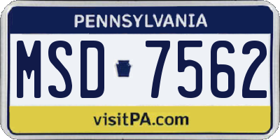 PA license plate MSD7562