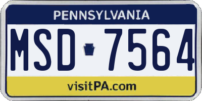 PA license plate MSD7564