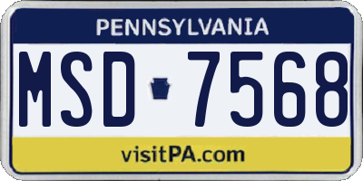 PA license plate MSD7568