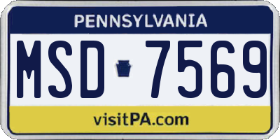 PA license plate MSD7569