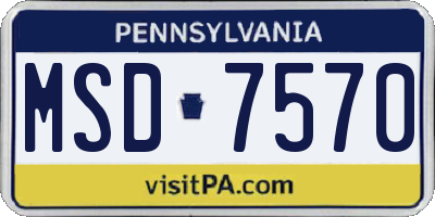 PA license plate MSD7570