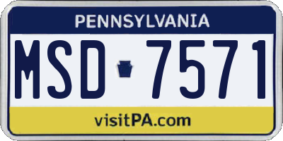 PA license plate MSD7571