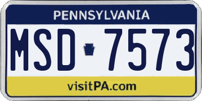 PA license plate MSD7573