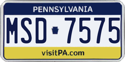 PA license plate MSD7575