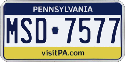 PA license plate MSD7577