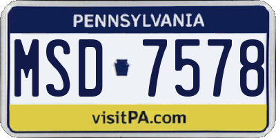 PA license plate MSD7578