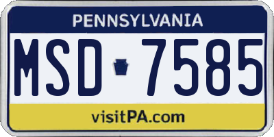 PA license plate MSD7585