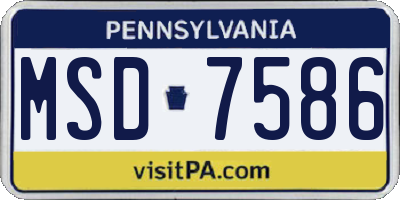 PA license plate MSD7586