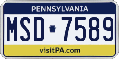 PA license plate MSD7589