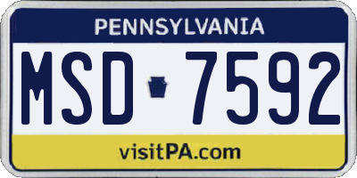 PA license plate MSD7592