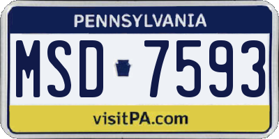 PA license plate MSD7593