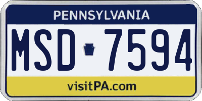 PA license plate MSD7594