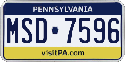 PA license plate MSD7596