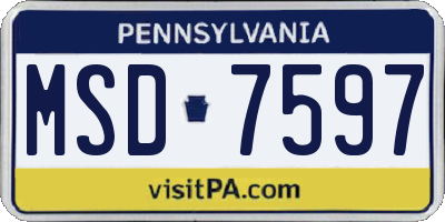 PA license plate MSD7597